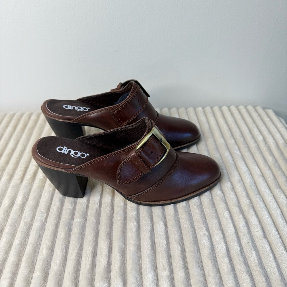 Dingo Women's Brown Leather Heeled Mules